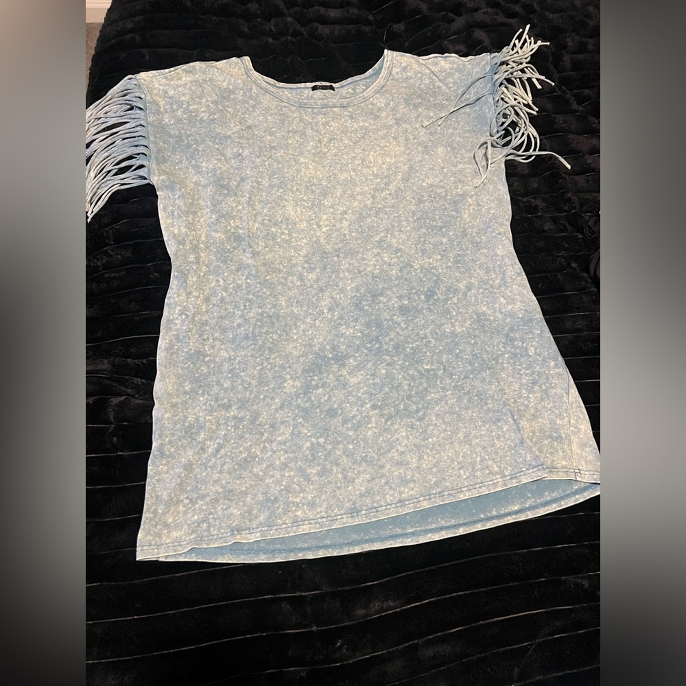 Turquoise acid wash T-shirt dress